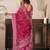 rani pink lilen print work designer party wear festive 1 minute ready to wear saree with unstitched blouse piece