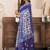 white blue lilen print work designer party wear festive 1 minute ready to wear saree with unstitched blouse piece
