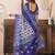 white blue lilen print work designer party wear festive 1 minute ready to wear saree with unstitched blouse piece