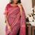 pink red lilen print work designer party wear festive 1 minute ready to wear saree with unstitched blouse piece