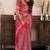 pink red lilen print work designer party wear festive 1 minute ready to wear saree with unstitched blouse piece
