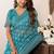 sky blue lilen print work designer party wear festive 1 minute ready to wear saree with unstitched blouse piece