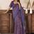 blue lilen print work designer party wear festive 1 minute ready to wear saree with unstitched blouse piece