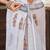 white lilen print work designer party wear festive 1 minute ready to wear saree with unstitched blouse piece