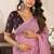 Dusty pink lilen print work designer party wear festive 1 minute ready to wear saree with unstitched blouse piece
