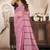 Dusty pink lilen print work designer party wear festive 1 minute ready to wear saree with unstitched blouse piece