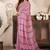 Dusty pink lilen print work designer party wear festive 1 minute ready to wear saree with unstitched blouse piece