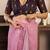 Dusty pink lilen print work designer party wear festive 1 minute ready to wear saree with unstitched blouse piece