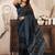 black lilen print work designer party wear festive 1 minute ready to wear saree with unstitched blouse piece