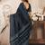 black lilen print work designer party wear festive 1 minute ready to wear saree with unstitched blouse piece