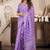 lavender lilen print work designer party wear festive 1 minute ready to wear saree with unstitched blouse piece