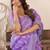 lavender lilen print work designer party wear festive 1 minute ready to wear saree with unstitched blouse piece