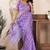 lavender lilen print work designer party wear festive 1 minute ready to wear saree with unstitched blouse piece