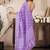 lavender lilen print work designer party wear festive 1 minute ready to wear saree with unstitched blouse piece
