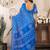 royal blue lilen print work designer party wear festive 1 minute ready to wear saree with unstitched blouse piece