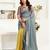 grey yellow lilen print work designer party wear festive 1 minute ready to wear saree with unstitched blouse piece