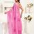 baby pink lilen print work designer party wear festive 1 minute ready to wear saree with unstitched blouse piece