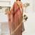 cream brown lilen print work designer party wear festive 1 minute ready to wear saree with unstitched blouse piece