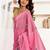 pink yellow lilen print work designer party wear festive 1 minute ready to wear saree with unstitched blouse piece