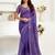 deep purple lilen print work designer party wear festive 1 minute ready to wear saree with unstitched blouse piece