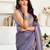 Light yellow lilen print work designer party wear festive 1 minute ready to wear saree with unstitched blouse piece