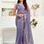 Light yellow lilen print work designer party wear festive 1 minute ready to wear saree with unstitched blouse piece