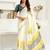 white lilen print work designer party wear festive 1 minute ready to wear saree with unstitched blouse piece