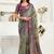 sea green lilen print work designer party wear festive 1 minute ready to wear saree with unstitched blouse piece