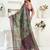 sea green lilen print work designer party wear festive 1 minute ready to wear saree with unstitched blouse piece