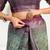 sea green lilen print work designer party wear festive 1 minute ready to wear saree with unstitched blouse piece