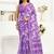 purple lilen print work designer party wear festive 1 minute ready to wear saree with unstitched blouse piece
