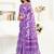 purple lilen print work designer party wear festive 1 minute ready to wear saree with unstitched blouse piece