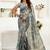 grey lilen print work designer party wear festive 1 minute ready to wear saree with unstitched blouse piece