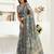 grey lilen print work designer party wear festive 1 minute ready to wear saree with unstitched blouse piece