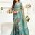 Multy lilen print work designer party wear festive 1 minute ready to wear saree with unstitched blouse piece