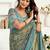 Multy lilen print work designer party wear festive 1 minute ready to wear saree with unstitched blouse piece