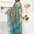 Multy lilen print work designer party wear festive 1 minute ready to wear saree with unstitched blouse piece