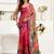rani pink lilen print work designer party wear festive 1 minute ready to wear saree with unstitched blouse piece