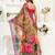 rani pink lilen print work designer party wear festive 1 minute ready to wear saree with unstitched blouse piece