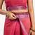 rani pink lilen print work designer party wear festive 1 minute ready to wear saree with unstitched blouse piece
