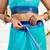 sky blue lilen print work designer party wear festive 1 minute ready to wear saree with unstitched blouse piece