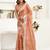 rust lilen print work designer party wear festive 1 minute ready to wear saree with unstitched blouse piece