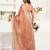 rust lilen print work designer party wear festive 1 minute ready to wear saree with unstitched blouse piece