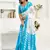 white sky lilen print 1 minute ready to wear saree with unstitched blouse piece