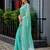 Aqua soft shimmer chiffon embroidery work designer party wear festive saree with unstitched blouse piece