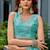 Aqua soft shimmer chiffon embroidery work designer party wear festive saree with unstitched blouse piece