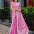 Baby pink soft shimmer chiffon embroidery work designer party wear festive saree with unstitched blouse piece