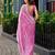 Baby pink soft shimmer chiffon embroidery work designer party wear festive saree with unstitched blouse piece