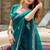 Teal green soft shimmer chiffon embroidery work designer party wear festive saree with unstitched blouse piece