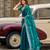 Teal green soft shimmer chiffon embroidery work designer party wear festive saree with unstitched blouse piece